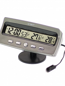 Часы автомобильные с подсветкой и термометром VST 7045