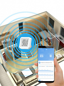 Умный Wi-Fi датчик температуры и влажности с экраном Орбита OT-HOS21