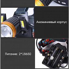 Патриот PT-FLG03 фонарь налобный (3L, 2*18650, ZOOM, Т6)