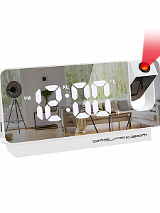 Часы настольные электронные от сети с проекцией красной Орбита OT-CLT08 Белые