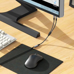 HOCO UPA21 кабель аудио (гнездо Джек 3.5 мм на 2*штекера 3.5мм) 25см