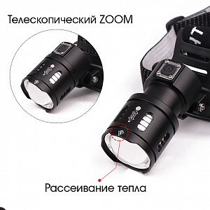 Патриот PT-FLG28 фонарь налобный (1L, 18650, ZOOM)