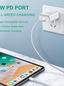 Быстрая зарядка для iphone USB-C 20 Вт, зарядное устройство Орбита OT-APU41 Белая