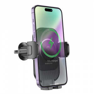 BOROFONE BH204 Черный держатель для смартфонов + беспроводное ЗУ 10W (в воздуховод)