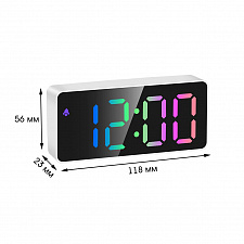 Орбита OT-CLT09 Белые часы настольные RGB (будильник, температура, дата)