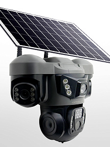 Камера видеонаблюдения 4G с сим картой уличная поворотная с солнечной панелью 2 Mp*3 Орбита OT-VNI68С