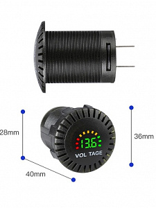 Врезной вольтметр с экраном для лодок и авто12-24В TDS TS-CAU59 Красный