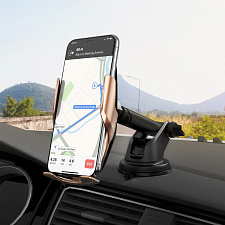 HOCO S14 Золото Держатель для смартфонов + беспроводное ЗУ 15W (присоска)