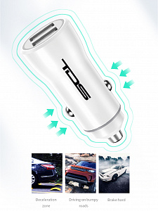Зарядка в прикуриватель для автомобиля 2*USB TDS TS-CAU36 Белое