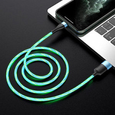 HOCO U85 Синий кабель USB 2.4A (microUSB) 1м LED