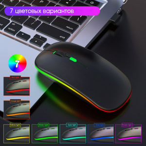 Мышь беспроводная бесшумная с подсветкой 2 в 1 Орбита OT-PCM66 Черная