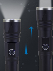 Патриот PT-FLR38 Черный фонарь ручной (1L, 18650.,ZOOM)